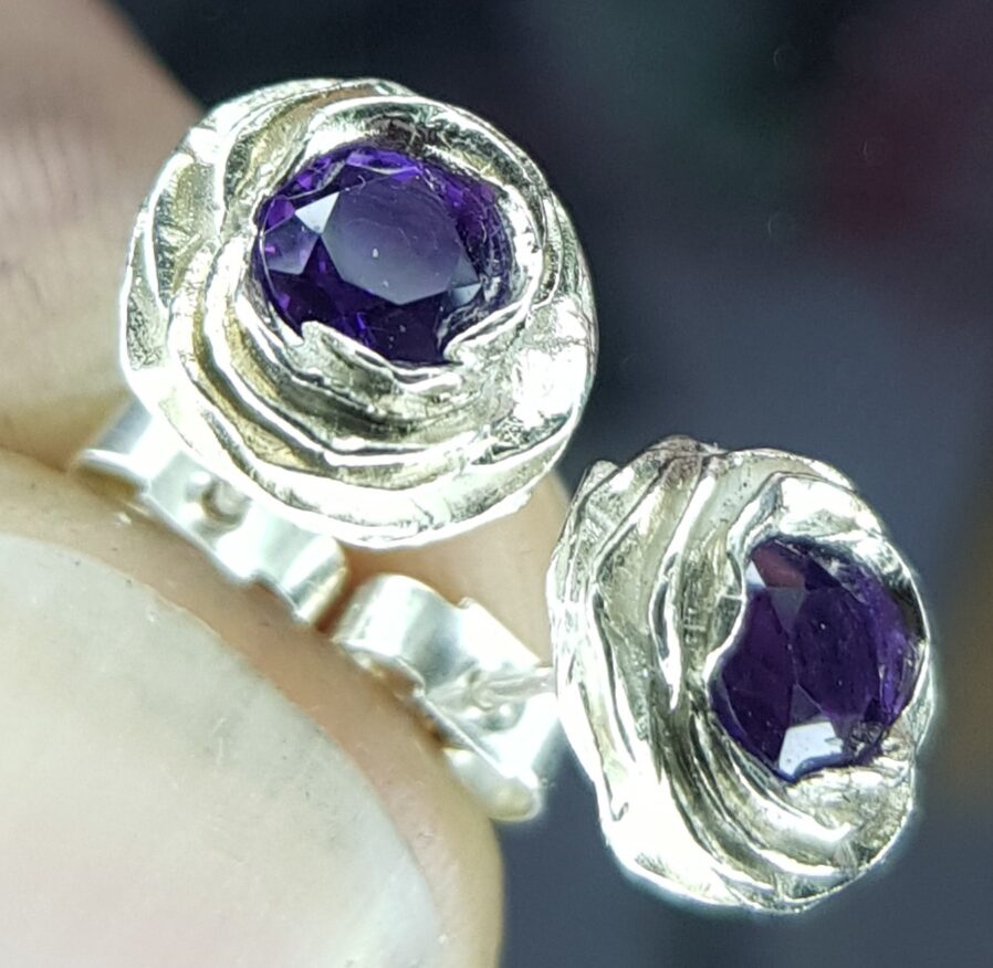 Stone Set Rose Earrings - Image 2